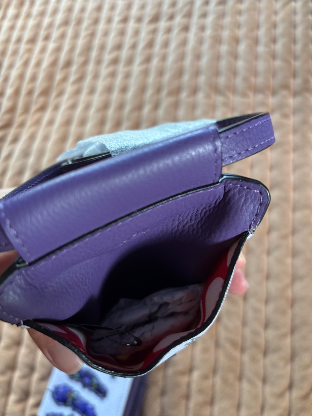 Purple and bumblebee Leather Accordion Wallet with Floral Card Pouch set - Picture 4 of 4